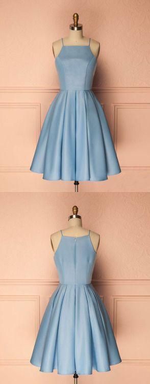 Light Blue Short Knee-length Bridesmaid Dresses Light Blue Short Prom Dress M873
