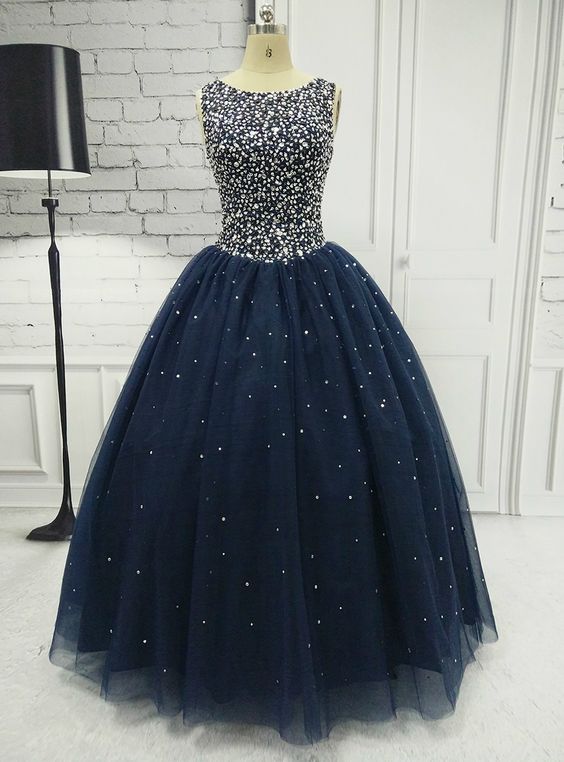 Ball Gown Formal Dresses With Jewel-embellished Bodice Long Elegant Prom Dresses M1004