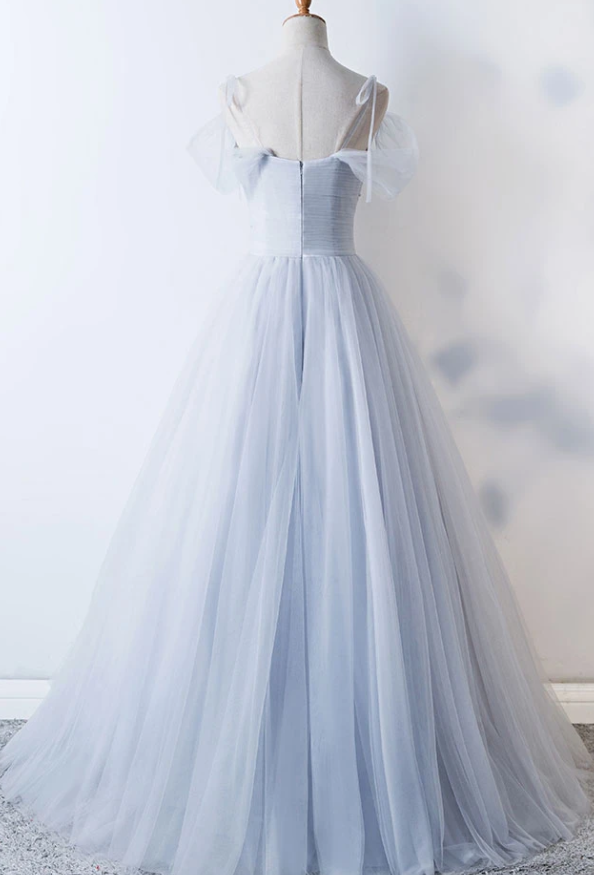 Gray sweetheart tulle long prom dress gray evening dress   cg11060 main image 0