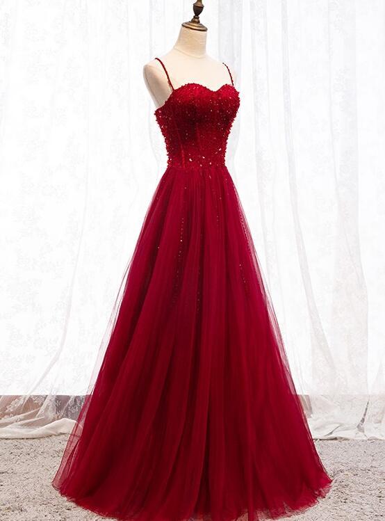 dark red long dress