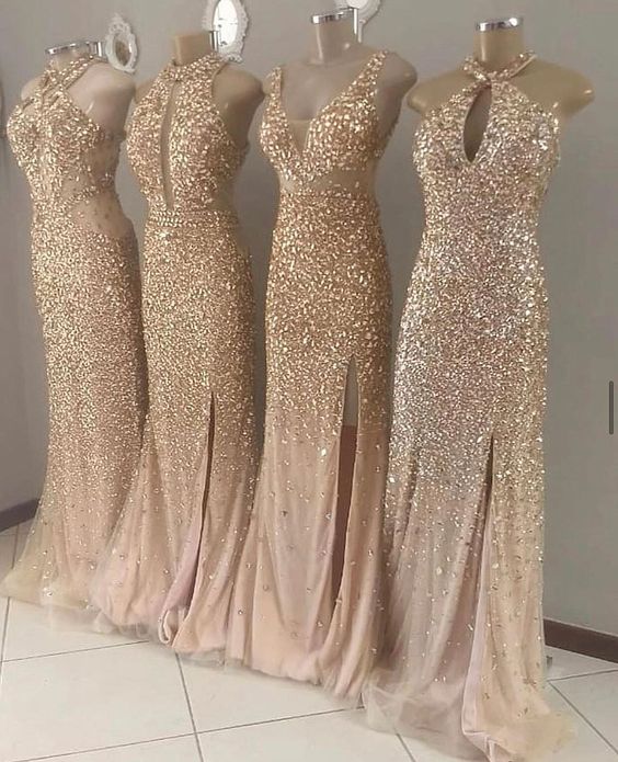 Sparkly Gold Prom Dresses, Long Prom Dress, Prom Dress M1232