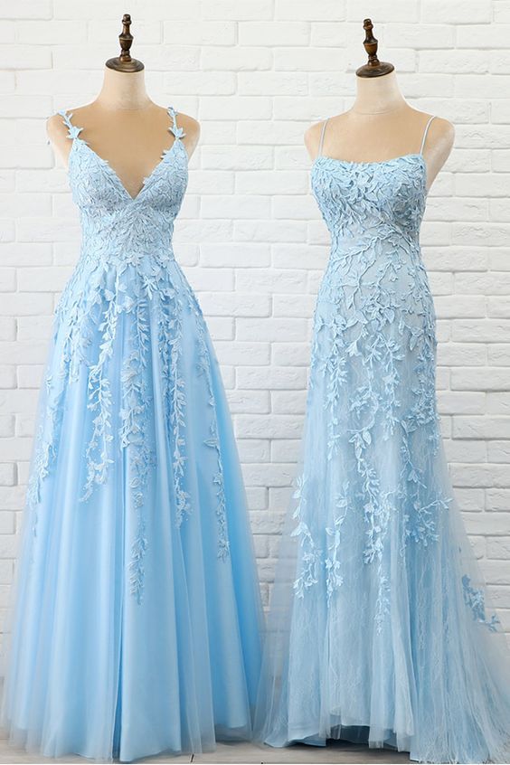Light Blue Lace Prom Dress M1262