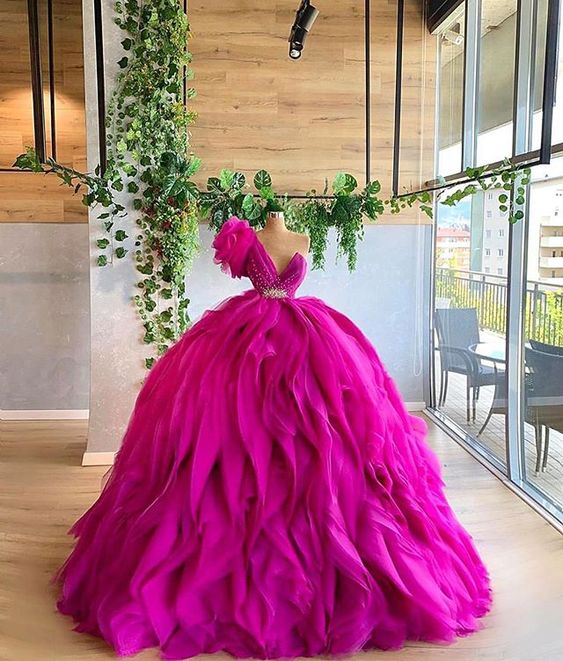 A Line Tulle Ball Gown Evening Dress Long Prom Gown M1290