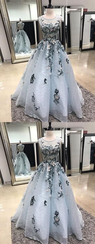 Gray Lace Long Prom Dress, Gray Evening Dress M1442