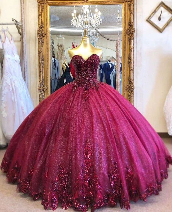 Burgundy Prom Dress A-line Modest Prom Dresses Long Evening Dress M1544