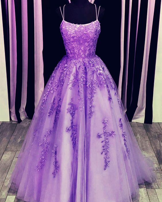 Lilac Prom Ball Gown Lace Embroidery M1635
