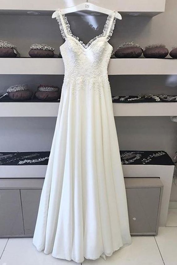 Simple Sweetheart Sleeveless Floor Length Lace Wedding Dresses M1807