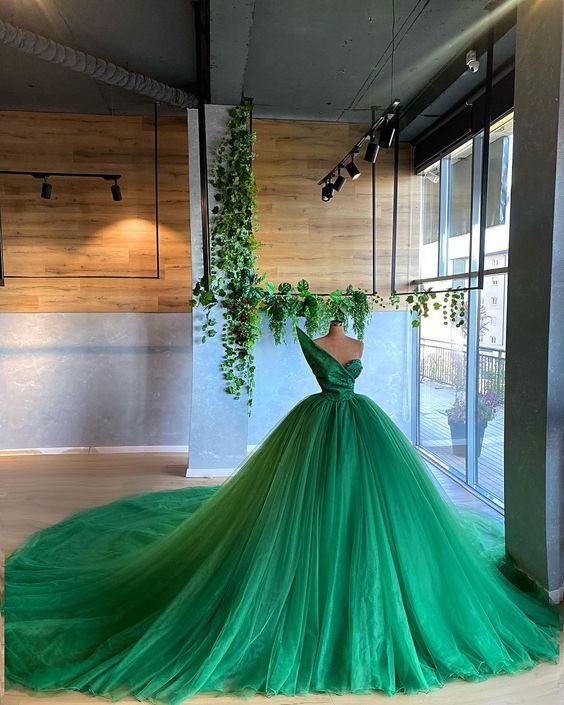 Gorgeous Green Ball Gown Sweet 16 Gown, Tulle Party Dresses M1863
