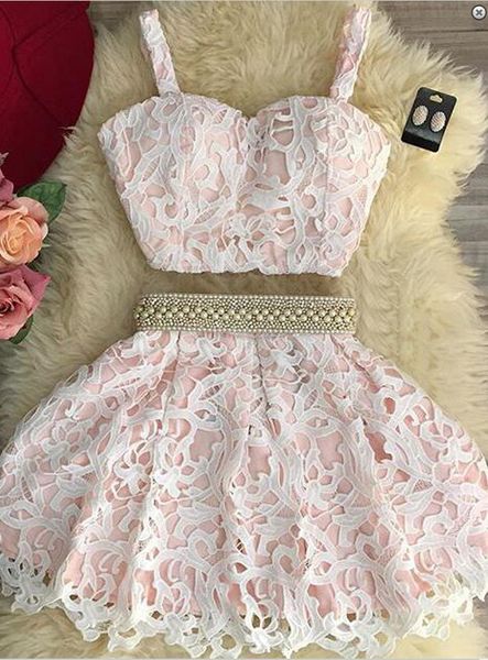 Check Affordable Two Piece Homecoming Dress Light Pink Homecoming Dress Freshman Homecoming Dress M1952