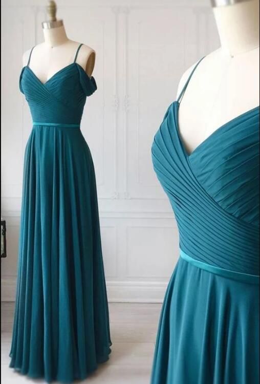 Simple Sweetheart Green Chiffon Long Prom Dress, Green Evening Dress M1972