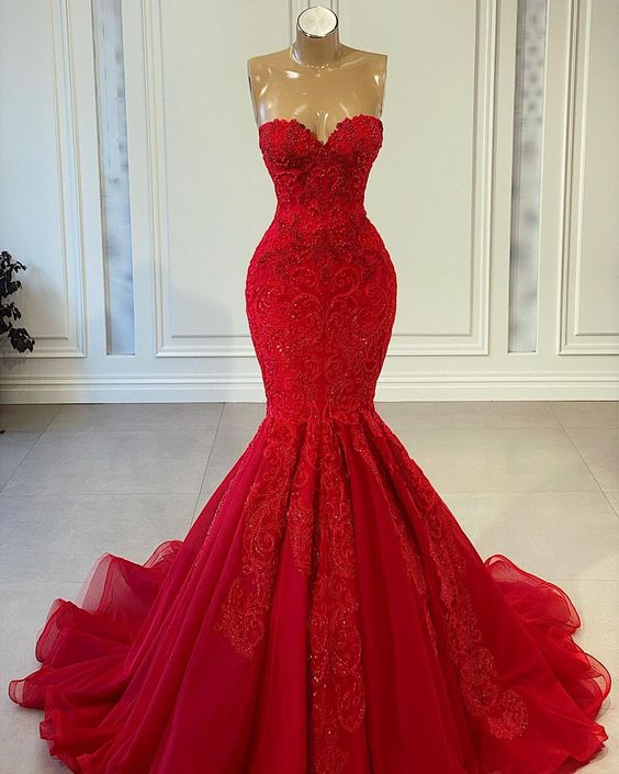 Red Mermaid Evening Dress Long Prom Dress M2057