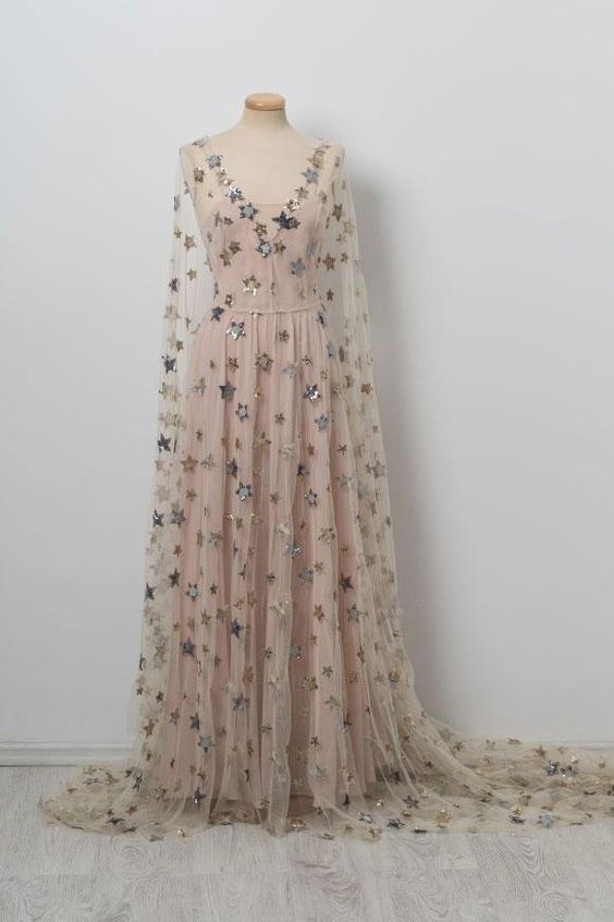 Vintage One Shoulder Champagne Sequins Tulle Long Prom Dress Evening Dress cc2437
