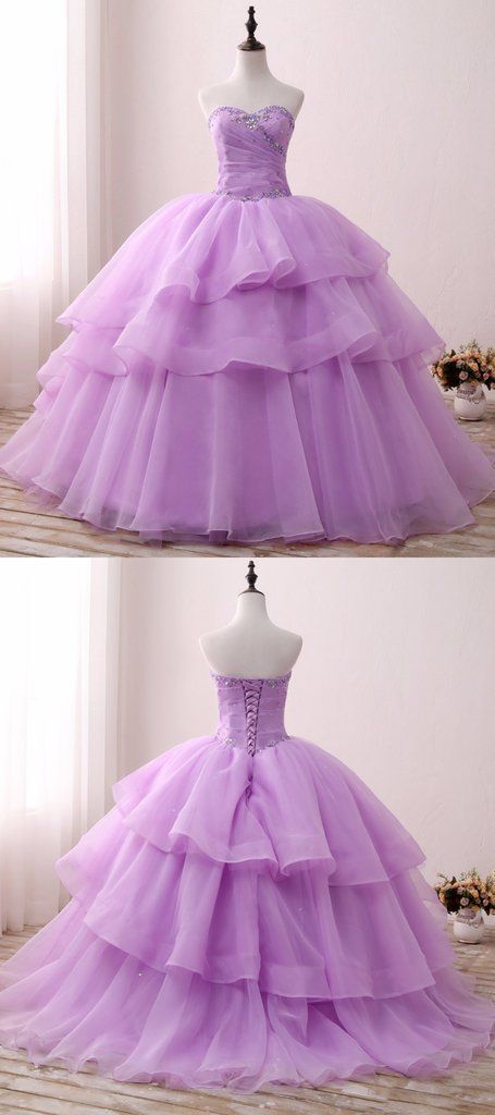 Lavender 3D Flower Sweetheart Tulle Ball Gown Quinceanera Dress main image 1