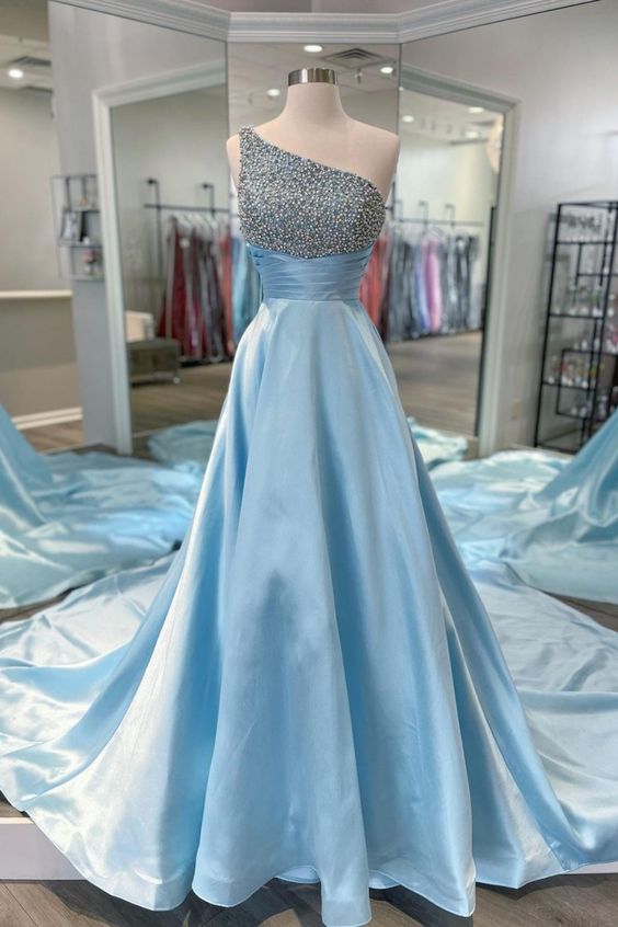 Beaded One Shoulder Purple Long Formal Dress Prom Dress 2021 M2467 on ...