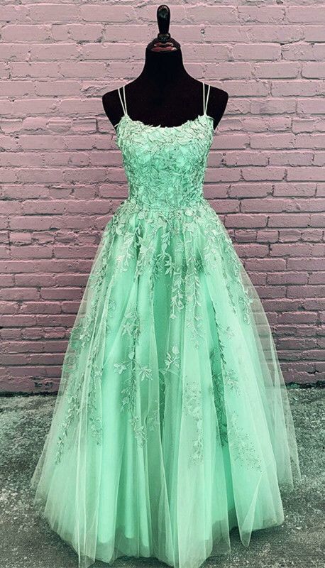 Elegant Prom Dresses Ball Gown Tulle Floor Length Lace Embroidery M2471