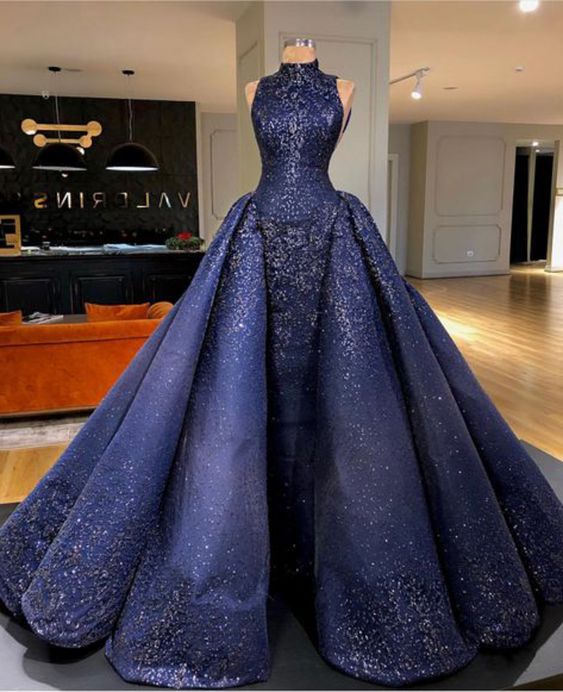 Navy Blue Ball Gown Wedding Dresses Evening Gown Prom Dress M2523
