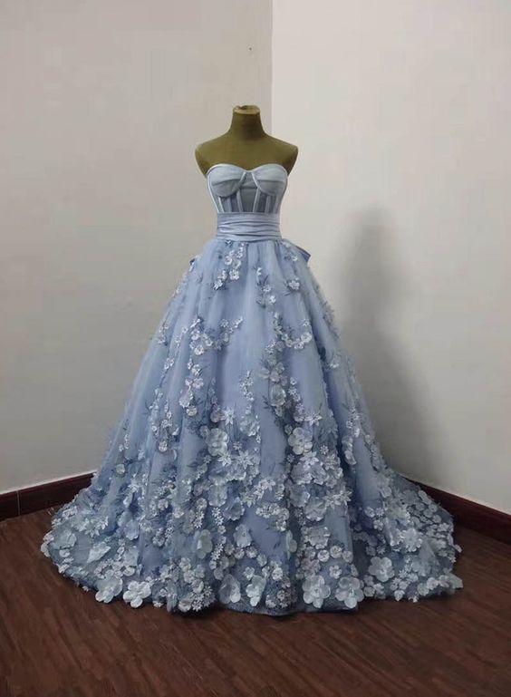 16921 Blue Draped Tulle Dress