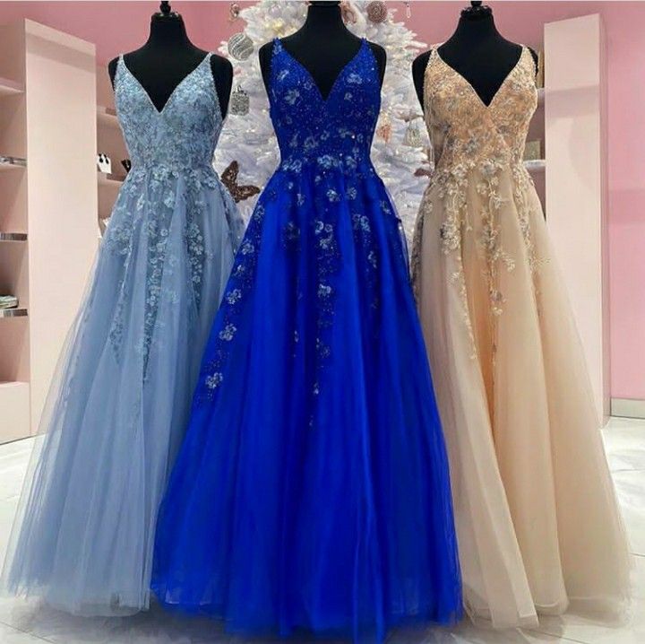 A Line V Neck Lace Long Prom Dresses, V Neck Formal Dresses, Lace Evening Dresses M2962