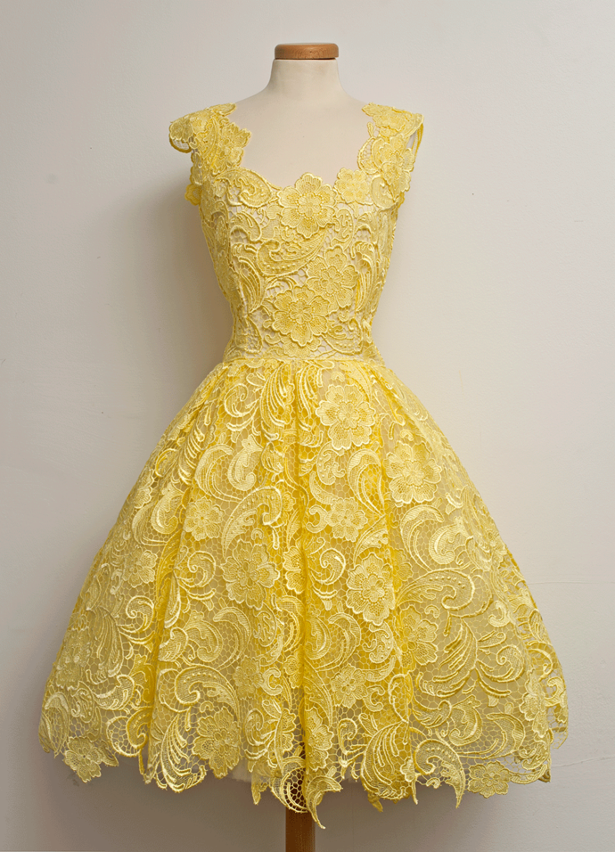 Vintage Homecoming Dresses, Yellow Prom Dress,homecoming Dress, Cute Homecoming Gown M3010