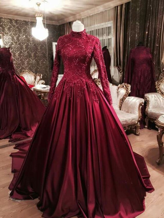Modest Ball Gown Formal Occasion Dress With Long Sleeves, Long Prom Dress,prom  Dresses M3076 on Luulla