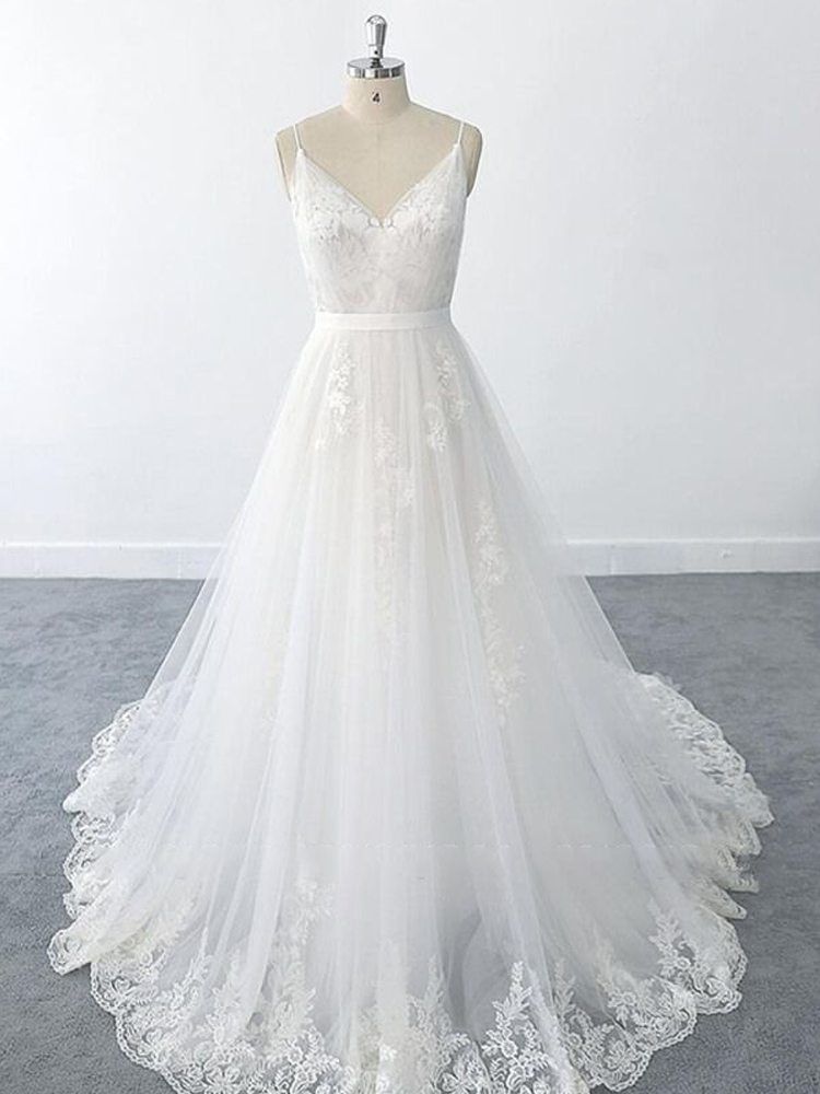 Amazing Ruffle Appliques Tulle A-line Wedding Dress M3412