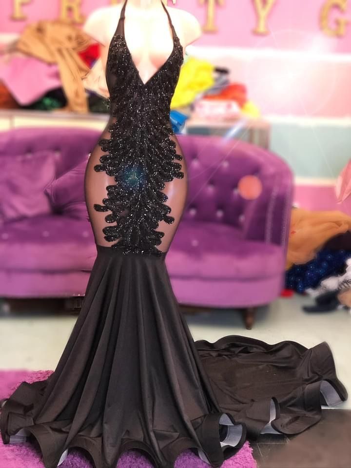 Black Long Prom Dress Sexy Evening Dress M3438