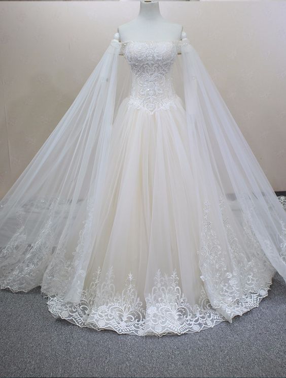 Real Photo Handmade Luxury Crystals Beading Detachable Veil Customized Size Champagne Wedding Dress M3503