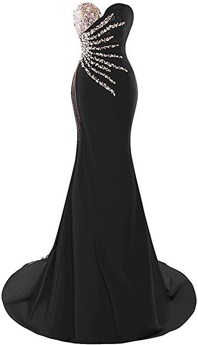 Women's Beaded Rhinestones Strapless Lace-up Prom Dress M3656