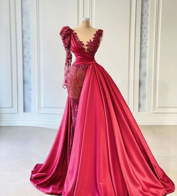Prom Dress,modest Prom Dress,modern Long Evening Dress Burgundy Mermaid Long With Appliques M3716
