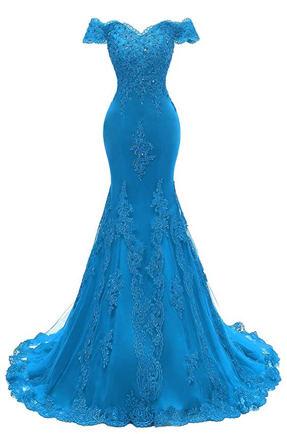 V Neckline Mermaid Lace Long Prom Gown M3845