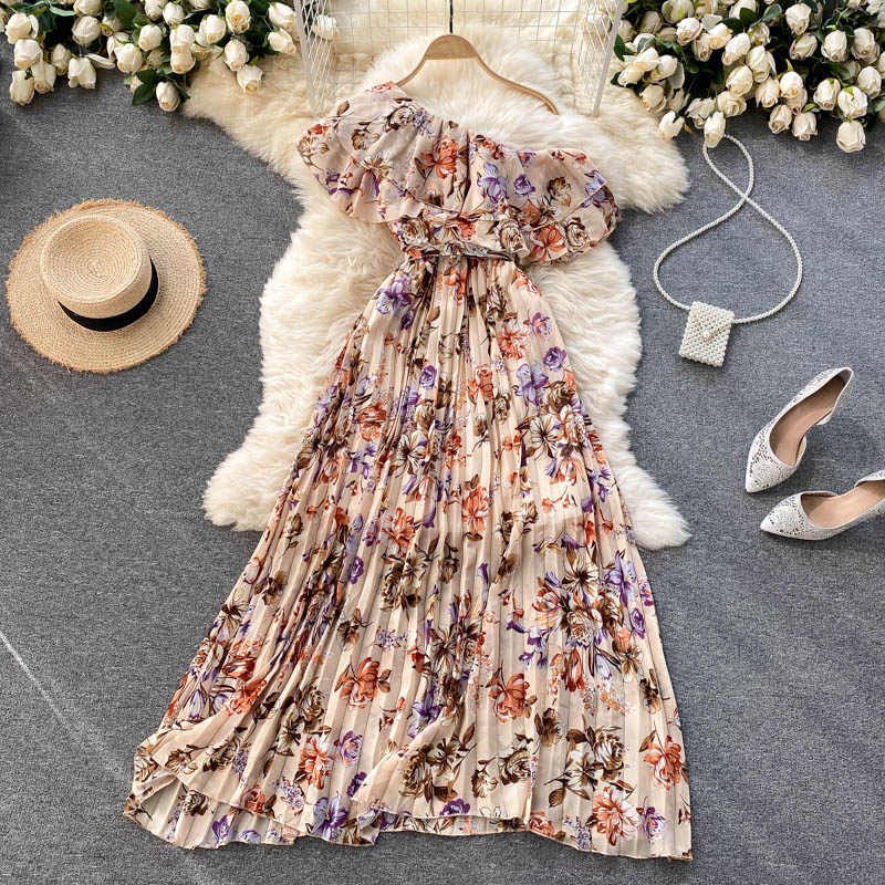 Sweet One-shoulder Printed Dress