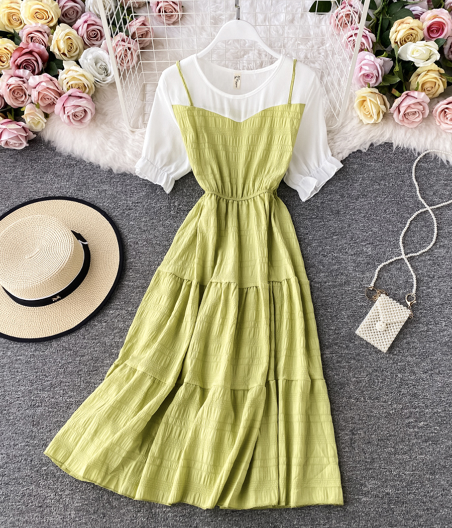 Cute A Line Round Neck Stitching Dress Summer Dress on Luulla