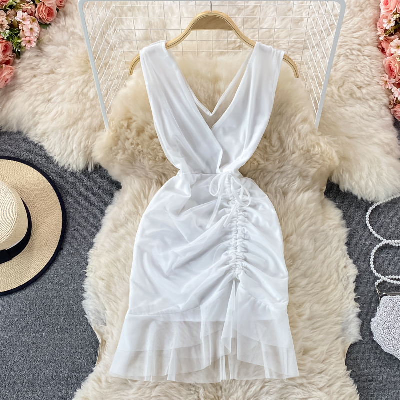 Sexy A-line V-neck Sleeveless Cold Shoulder High Split Long Chiffon Prom Dress main image 1