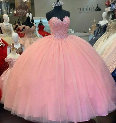 Pink Quinceanera Dresses Lace Sweetheart Ball Gown Sequin Party Prom 16 Custom