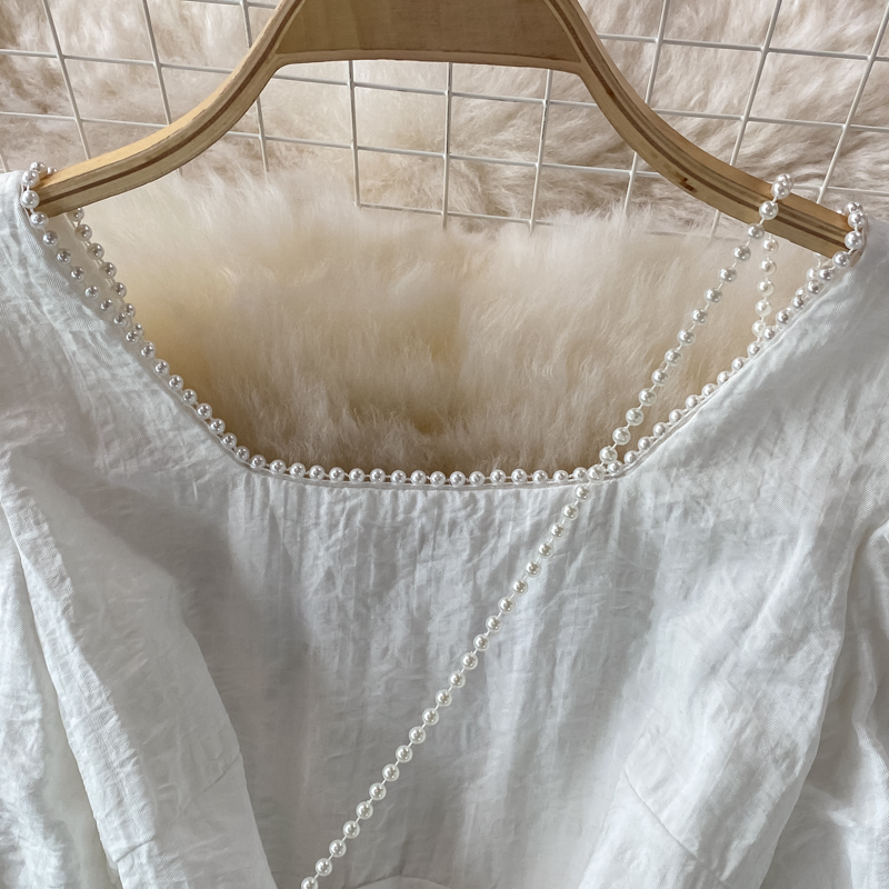 square neck puff short sleeves dress main image 1