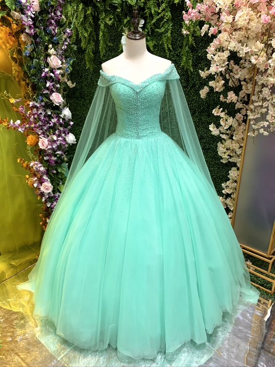 Beading Bodice Tulle Ball Gown Evening Dress Prom Gown