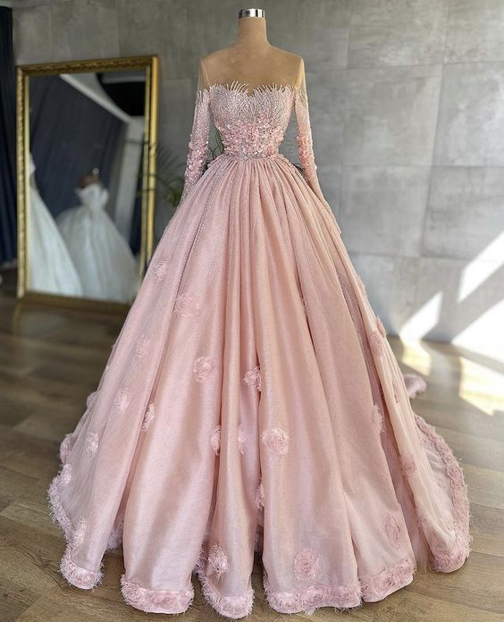 Gorgeous Pink Long Evening Dress Fashion Prom Dresses
