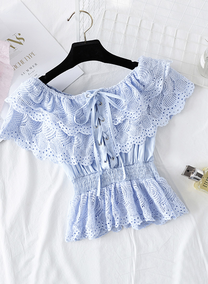 Romantic Short-sleeved Lace Top Women's Tops