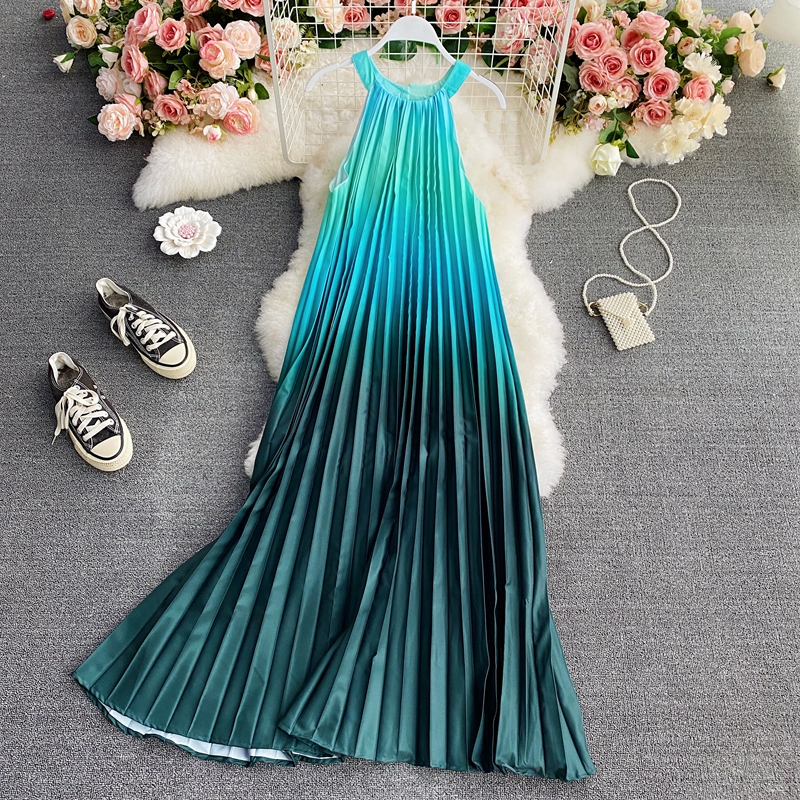 Sweet Halter Long Ombre Holiday Dress