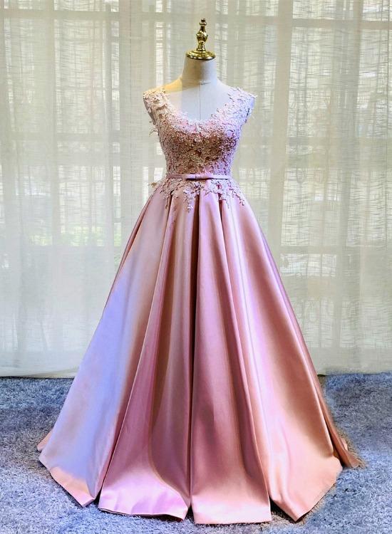 Pink Satin Straps Junior Prom Dress GTEEN062 main image 1