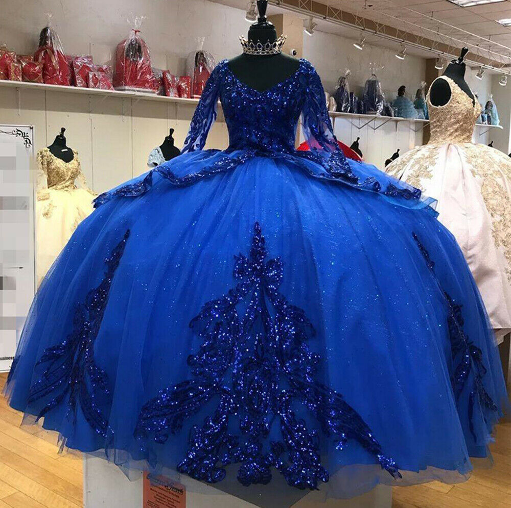 Sweetheart 15 Dress Royal Blue Sparkly Sequined Quinceanera Dress ...