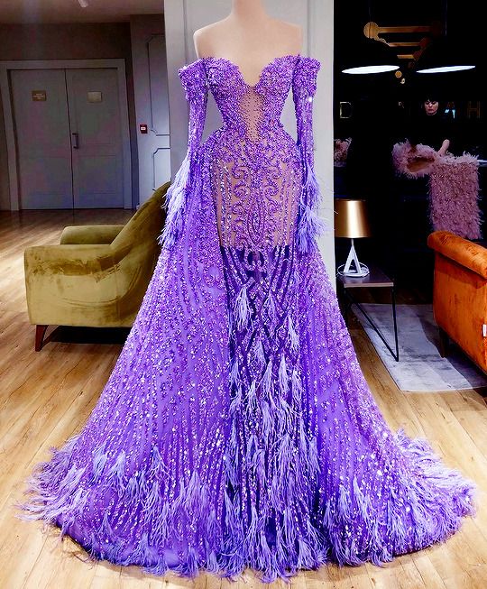 Women Purple Evening Dresses Long Tulle Beaded Formal Gowns