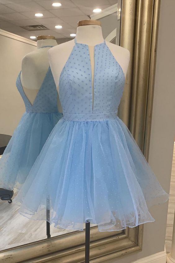 Cute Light Blue Short Dress