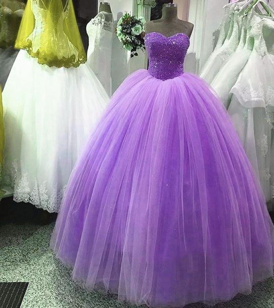 Elegant Sequins Beaded Tulle Quinceanera Dresses Ball Gowns