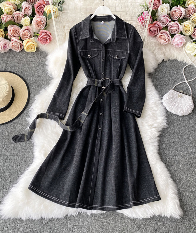 Unique splicing long sleeve dress trench coat
