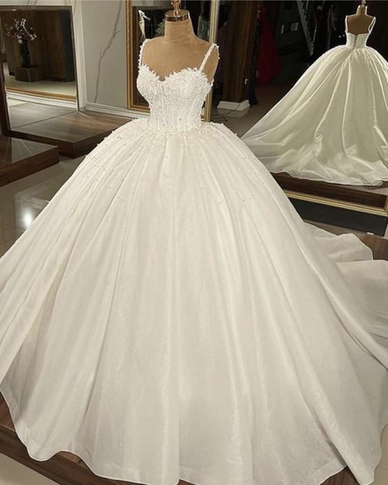 Lace Sweetheart Corset Wedding Dress Satin Ball Gown