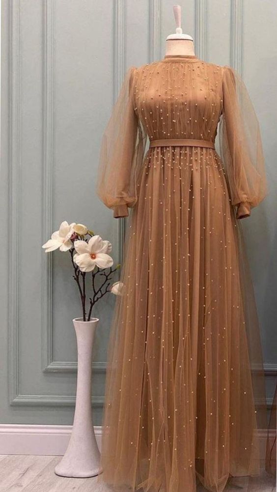 Tulle Long Prom Dress With Beading,prom Dresses,pageant Dress