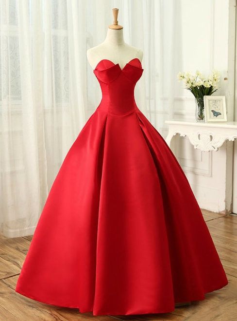 Red Satin Backless Beading Sleeveless Prom Dress