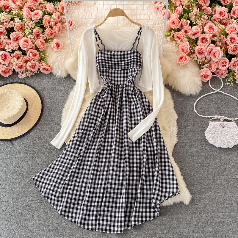 Plaid two 2024 piece dress