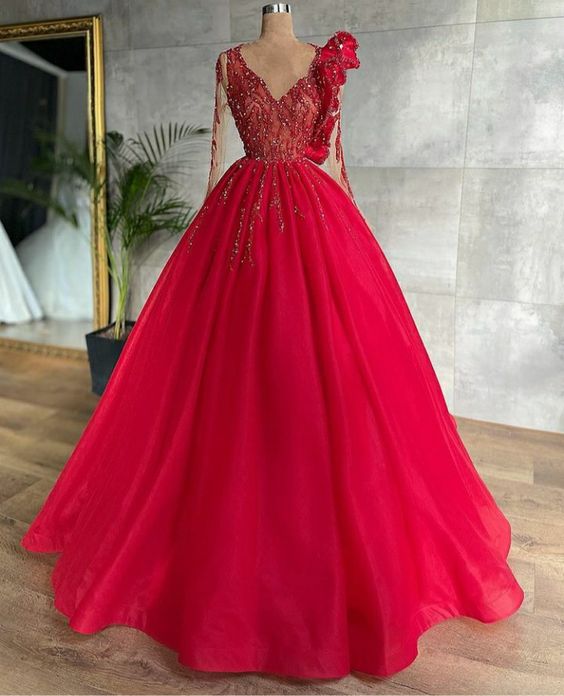 Red Arrive Long Evening Dress Prom Dress Party Gown
